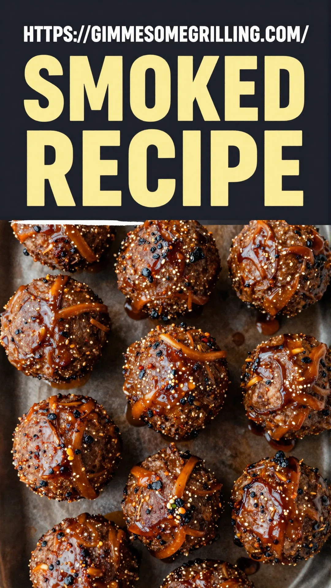 Close-up of smoked stuffed meatballs served on a plate with garnish.