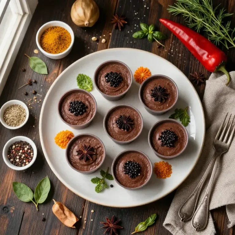 Delicious Witch's Brew Chocolate Mousse Cups topped with spooky decorations