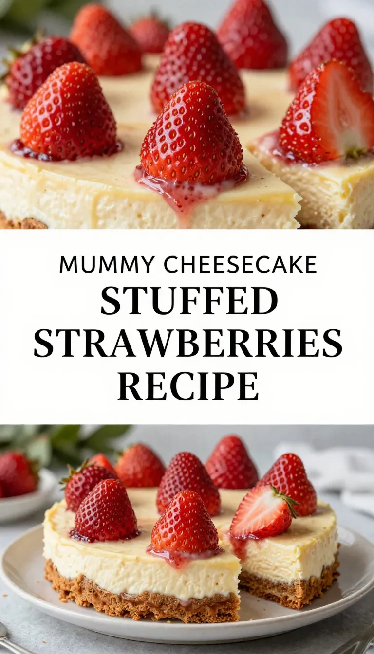Delicious mummy cheesecake stuffed strawberries arranged on a plate