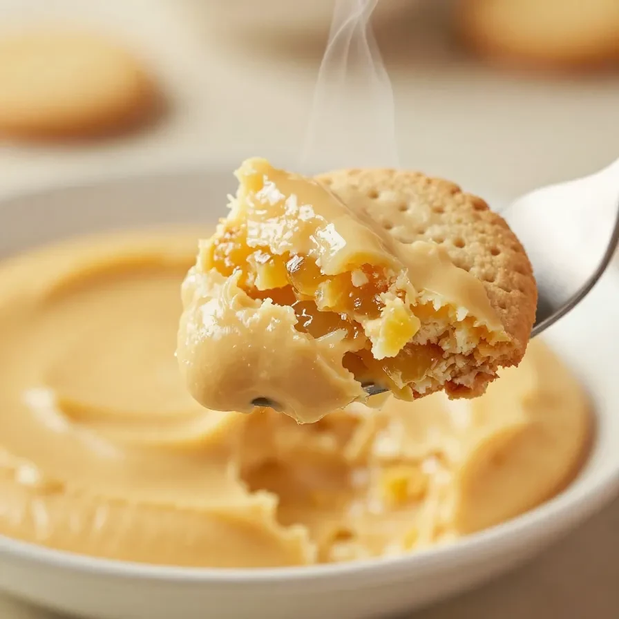 A creamy spider cookie butter dip served in a bowl with cookie pieces around it