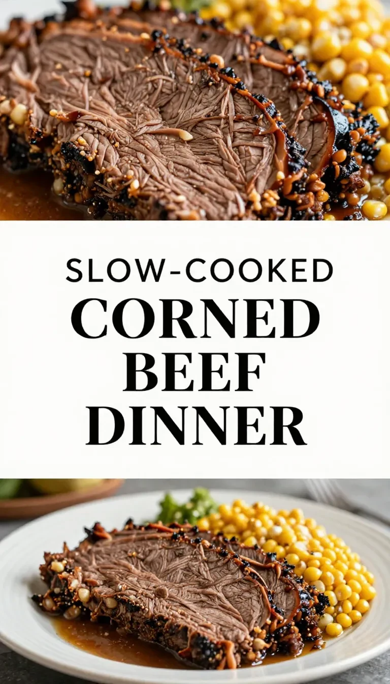 A plate of slow-cooked corned beef served with tender cabbage, carrots, and potatoes.