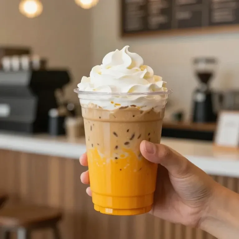 A steaming cup of pumpkin spice latte with whipped cream on top, served in a Starbucks mug.