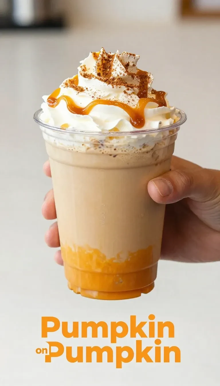 A close-up of a Starbucks Pumpkin Spice Latte topped with whipped cream and cinnamon.