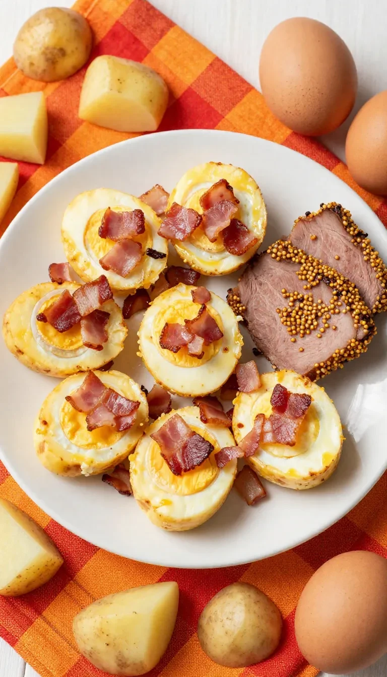 A close-up of corned beef hash egg bites cooked in an Instant Pot, garnished with fresh herbs.