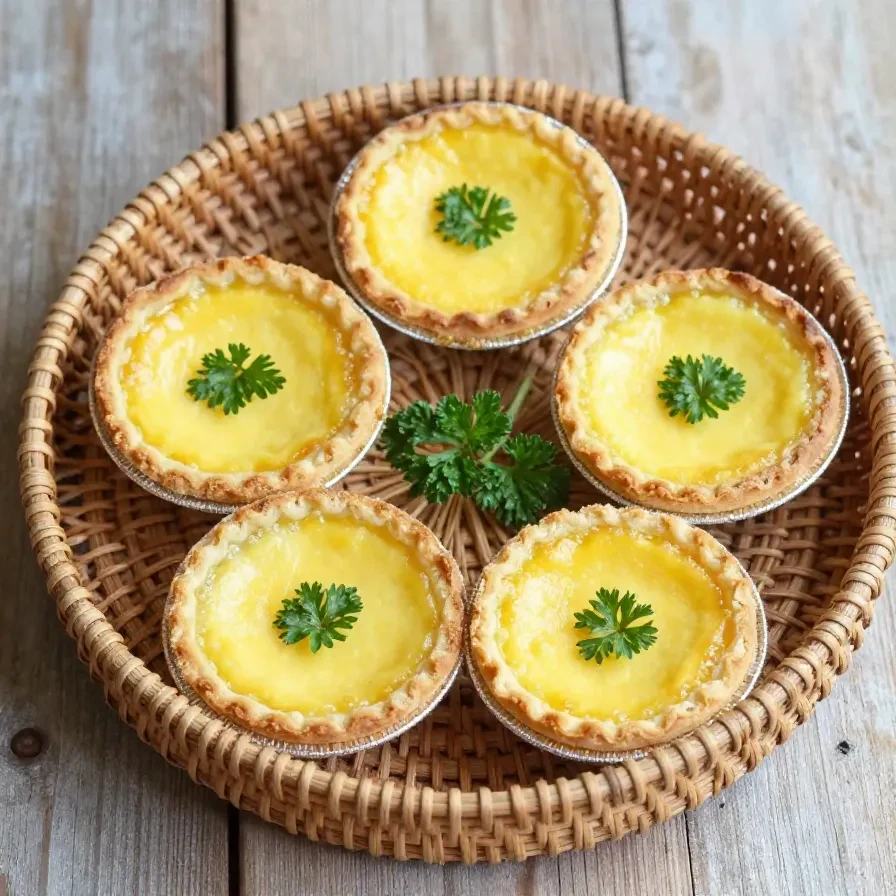 A freshly baked corned beef and spinach quiche on a wooden table.