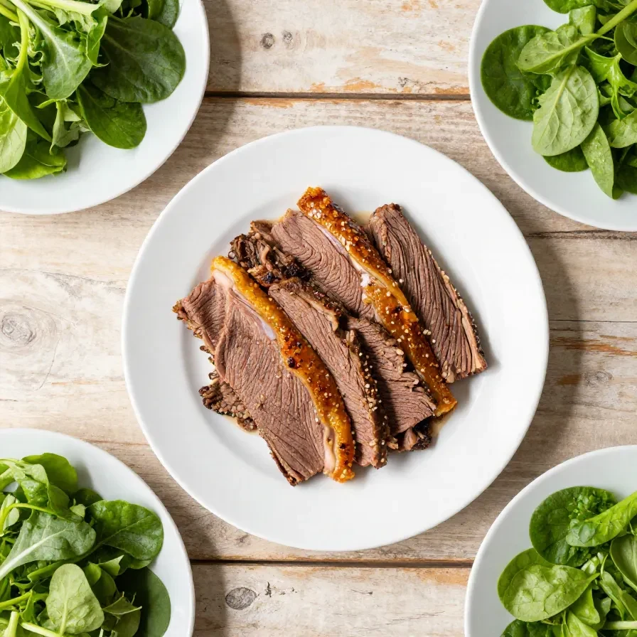 A delicious slow cooker corned beef dish garnished with herbs and spices