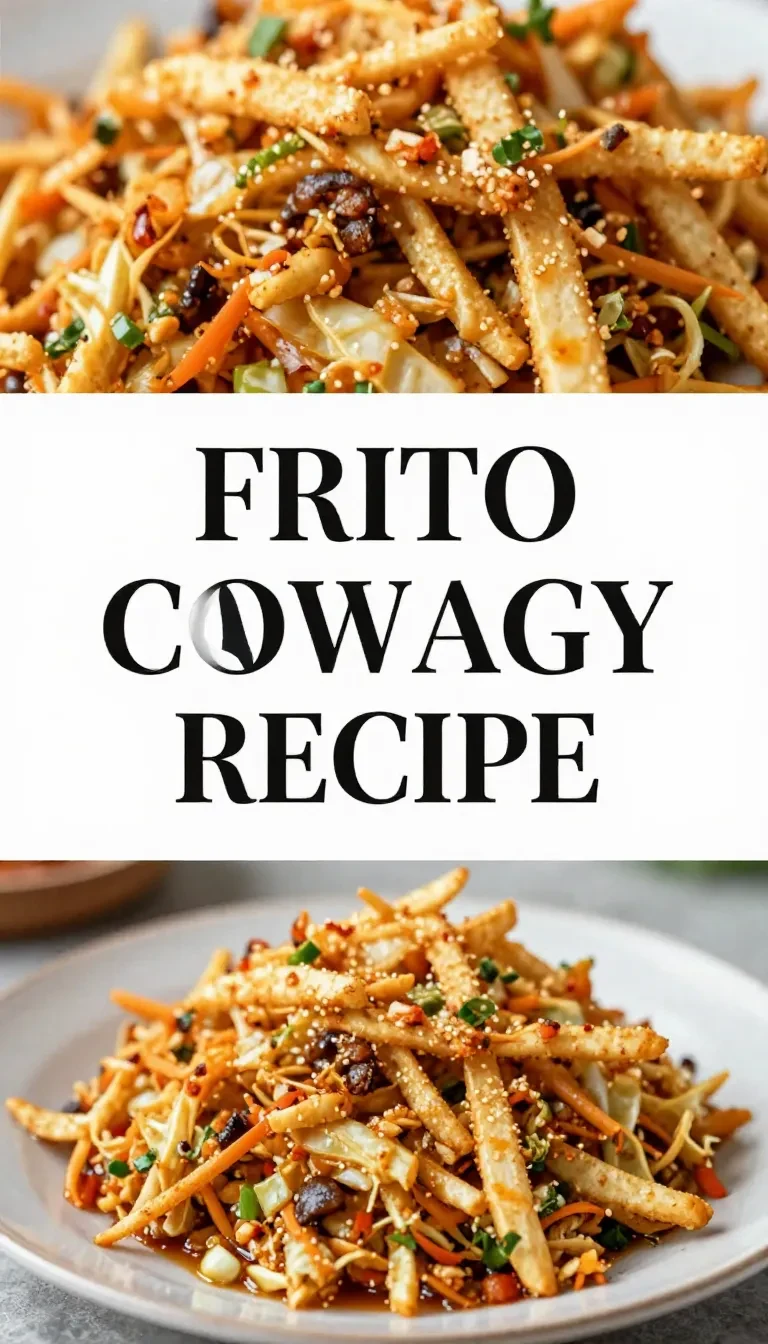 A hearty plate of Frito Cowboy Cabbage with crispy corn chips and sautéed cabbage.