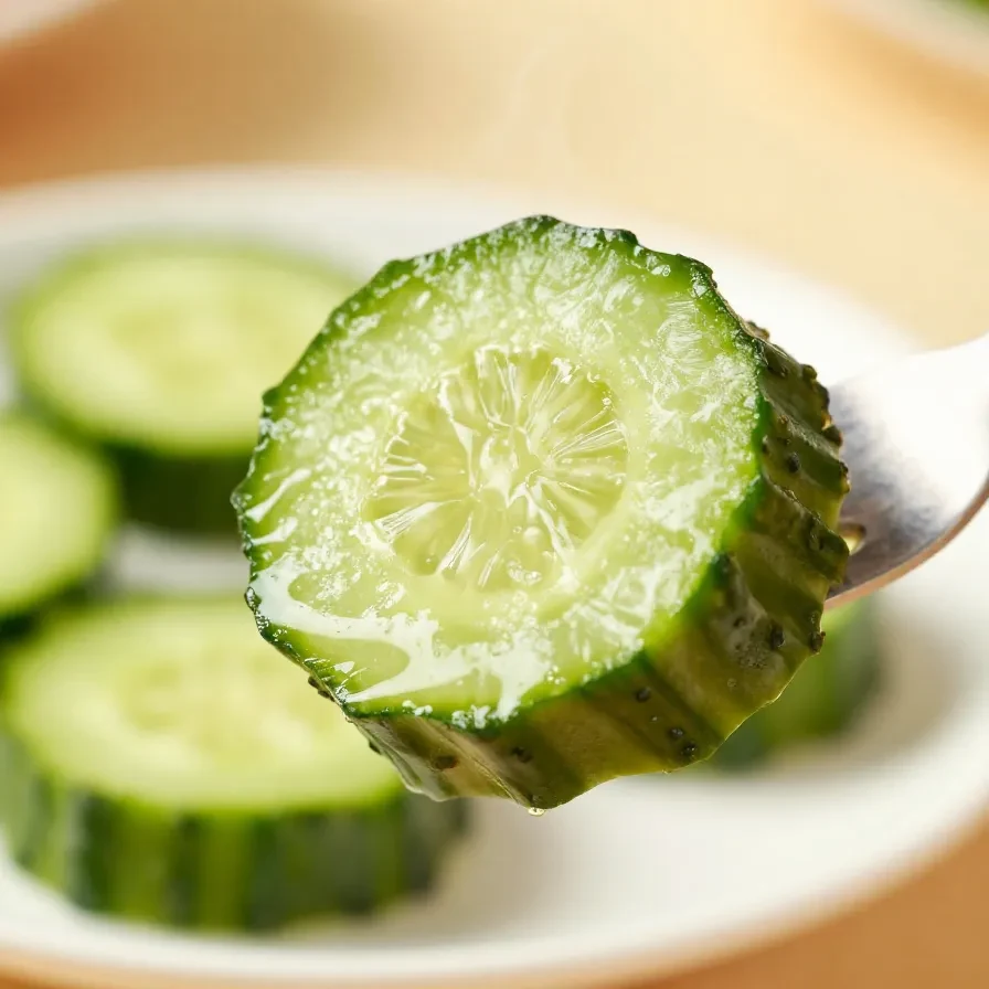 A variety of cucumber snacks arranged on a plate, showcasing both cool and creepy designs.