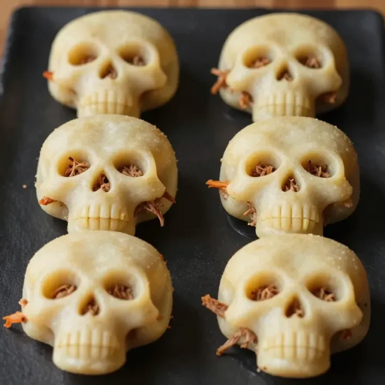 A plate of enchilada skulls with vibrant toppings and melted cheese.