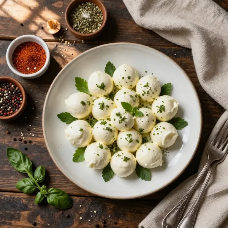 Close-up of no-cook mozzarella balls styled as spooky eyeballs on a plate.