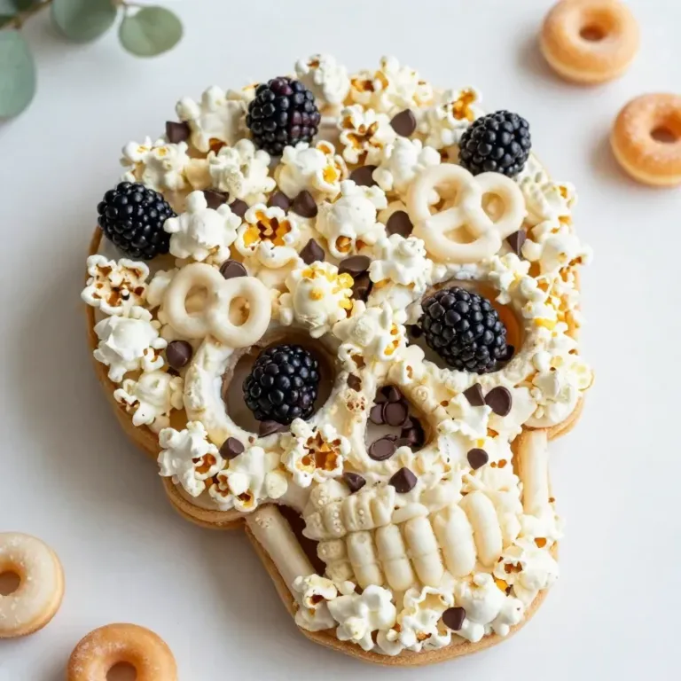 Skull Snack Board A creatively arranged skull-shaped snack board featuring assorted cheeses, fruits, and nuts.