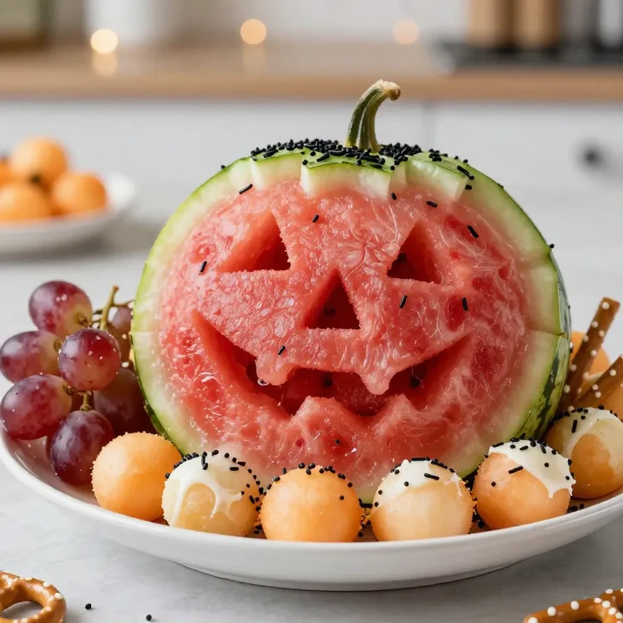 A variety of spooky Halloween snacks arranged on a table, including ghost-shaped cookies and pumpkin dip.