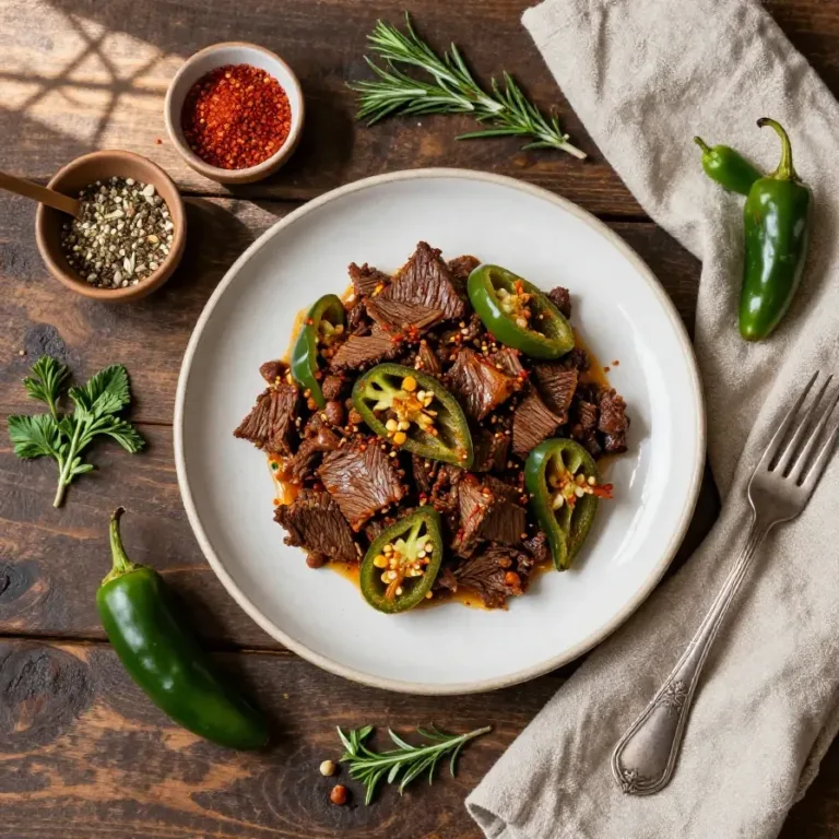 Spicy Slow Cooker Corned Beef with Jalapenos A slow cooker filled with spicy corned beef and jalapenos